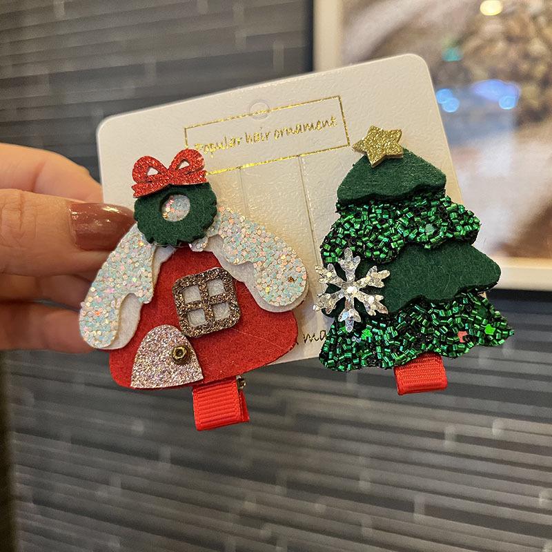 Girls' Cute Christmas Bow Hair Clips - Dress-up Side Clips and Bangs Accessories