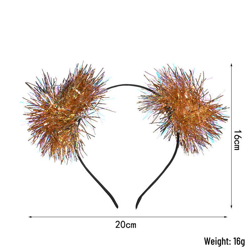

Шелковая повязка на голову с помпоном из пайеток для креативной рождественской вечеринки или сценического выступления золотой