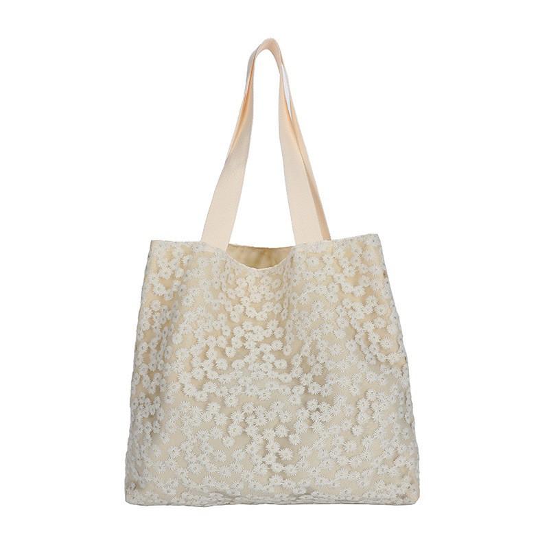 Large-capacity Shoulder Bag Women's 2026 New Style Small Fresh Floral All-matching Lace Mesh Artistic Handbag
