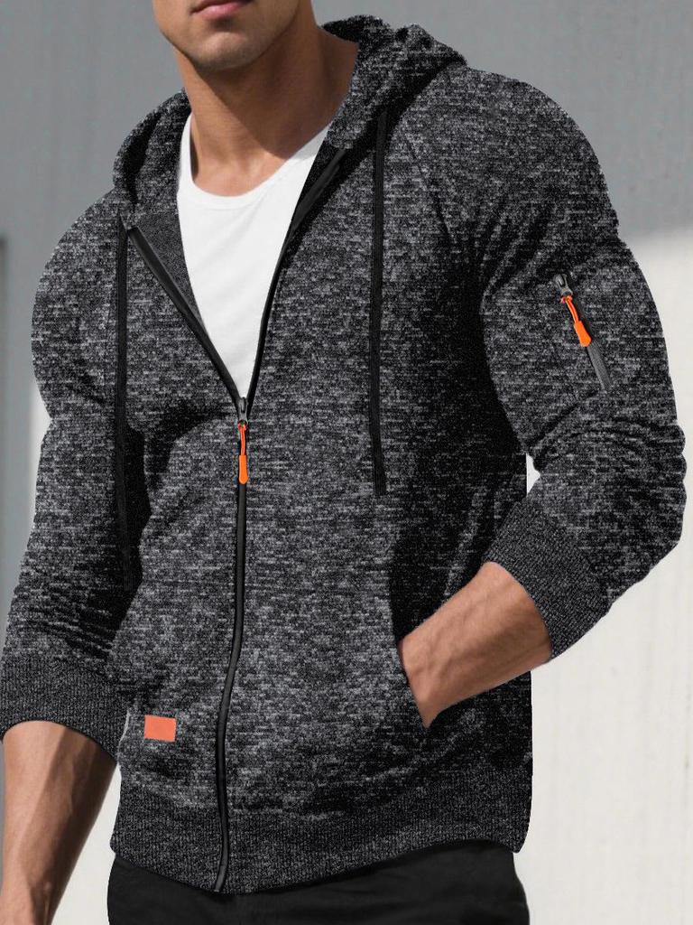 Men's Jacquard Knit Sports Hoodie Cardigan