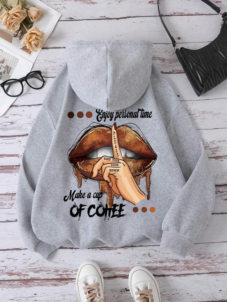 Make A Cup Of Coffee Dirty Little Secret Printing Sweatshirt Womens Soft Hooded Warm Fleece Hoodies Soft Oversize Streetwear