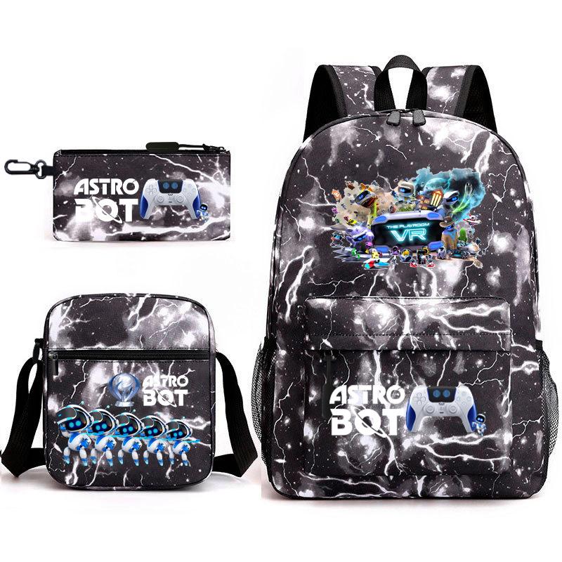 Neuer Astro-Bot, kosmischer Roboter, dreiteiliges Set, Schultasche, Umhängetasche, Federmäppchen, Rucksack.