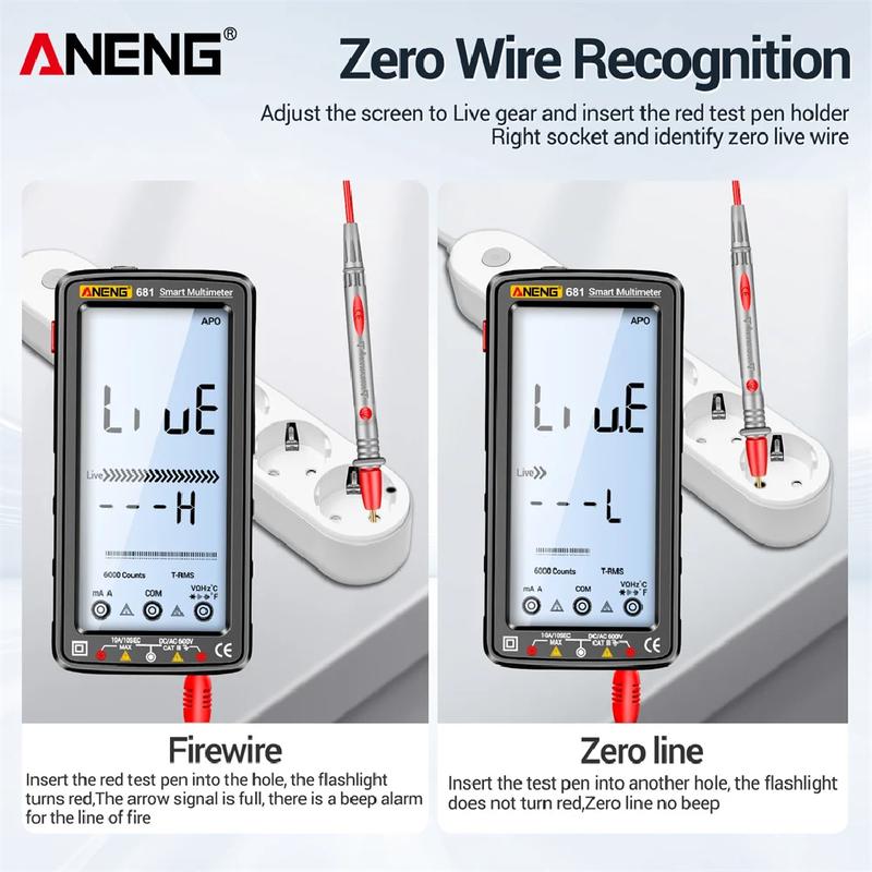 ANENG 681 Rechargable Digital Professional Multimeter Non-contact Voltage Tester AC/DC Voltage Meter LCD Screen Current Tester