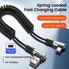 90 Elbow Spring Retractable 0.35-1.6M 6A Fast Charging USB C Cable USB-C to USB-C PD 3.0 for iPhone 15 Pro/Android/Samsung
