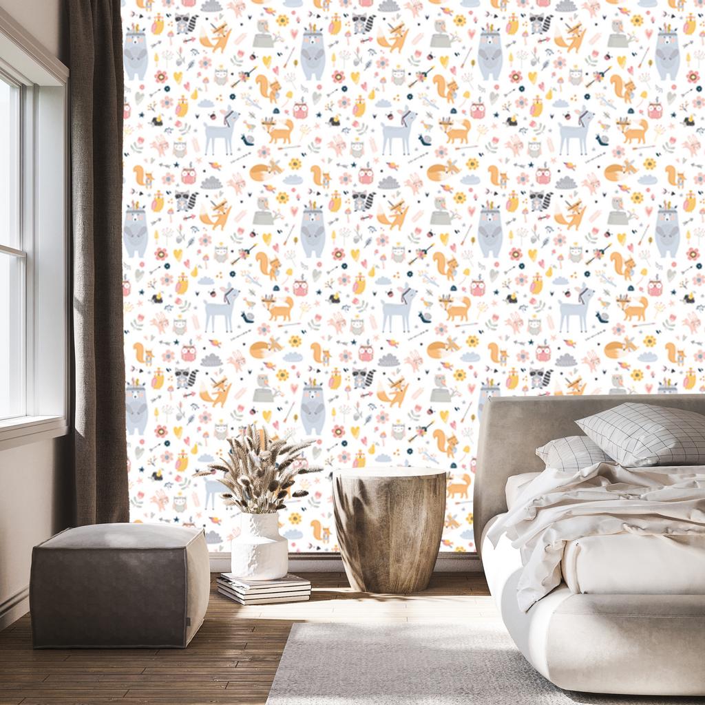 Joyful Forest Animals Wallpaper for Living Room and Bedroom 50x1000