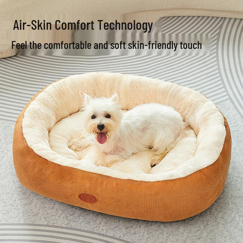 Four Seasons Round Dog Bed - Medium/Large, Scratch & Bite Resistant, Thick & Warm Cat Cushion