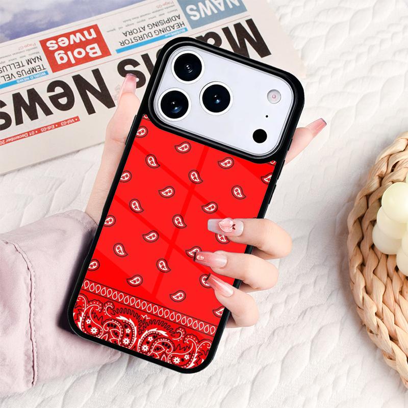 Red Bandana Paisley Phone Case For IPhone 17 16e 15 14 13 12 11 Pro Max Air Mini Soft Protective Cover