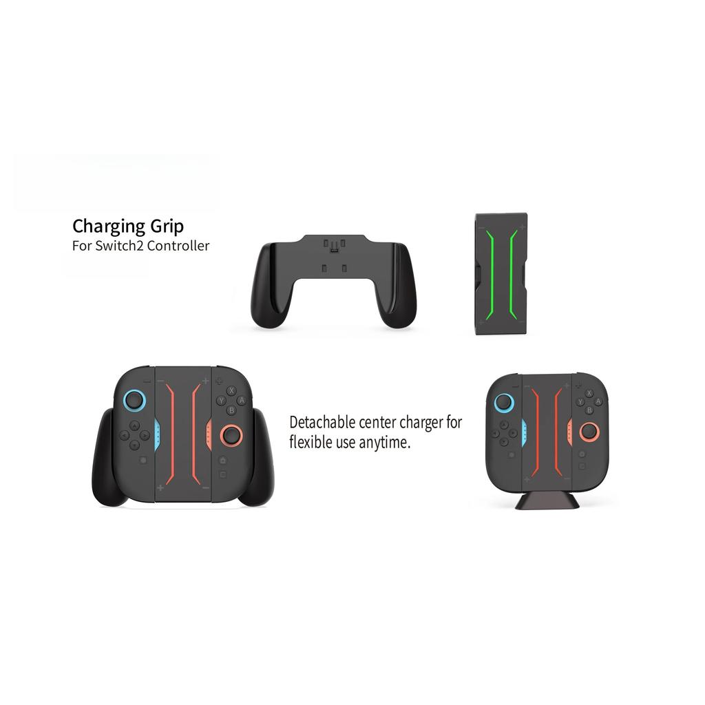 Magnetic Charging Grip for Switch 2 Gamepad,Fast Charge for Both Controllers with LED Light & GL/GR Buttons