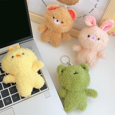 Novo Brinquedo de Pelúcia Urso Boneca Coelho Criativo Sapo Pato Amarelo Pingente de Bolsa Boneca Animal Pequeno