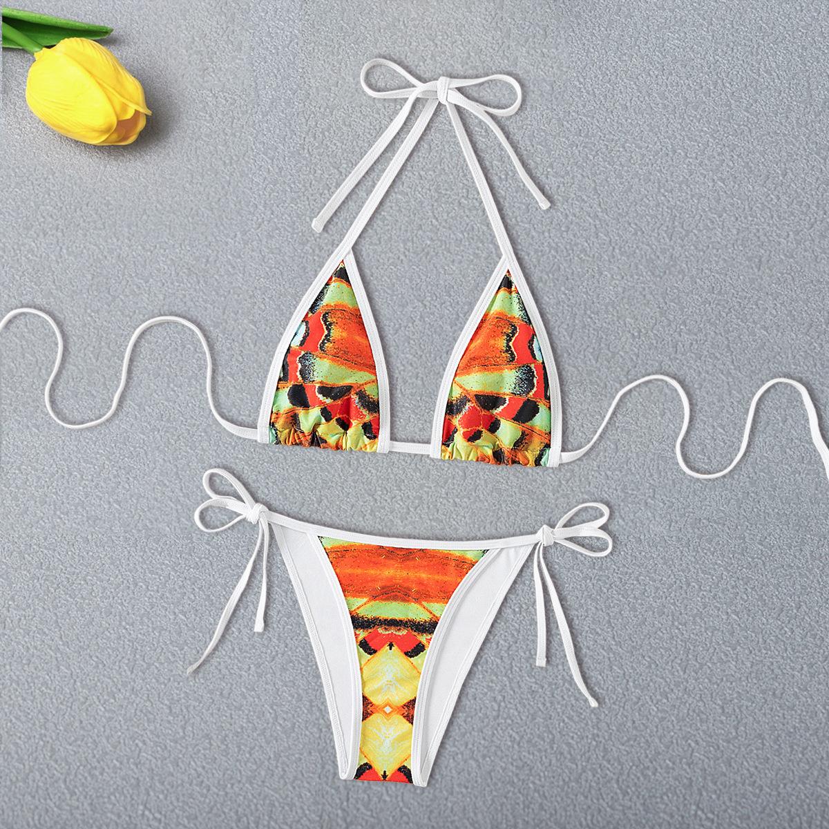 Printed Sexy Bikini Split Suit Swimsuit Vacation Style Europe Beautiful Woman New S