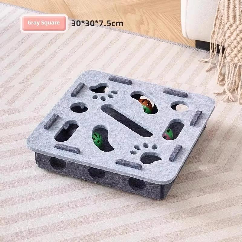 Non-Toxic Cat Puzzle Toy Felt Puzzle Box Cat Exercise Toy With Ball Indoor Sports Entertainment Hunting Cat Toys For Indoor Cats