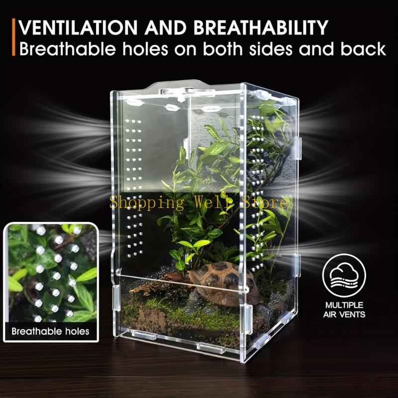KX4B Acryl Haustier Reptilien Käfig Zuchtbox Terrarien Eidechsen Insekten Klettern