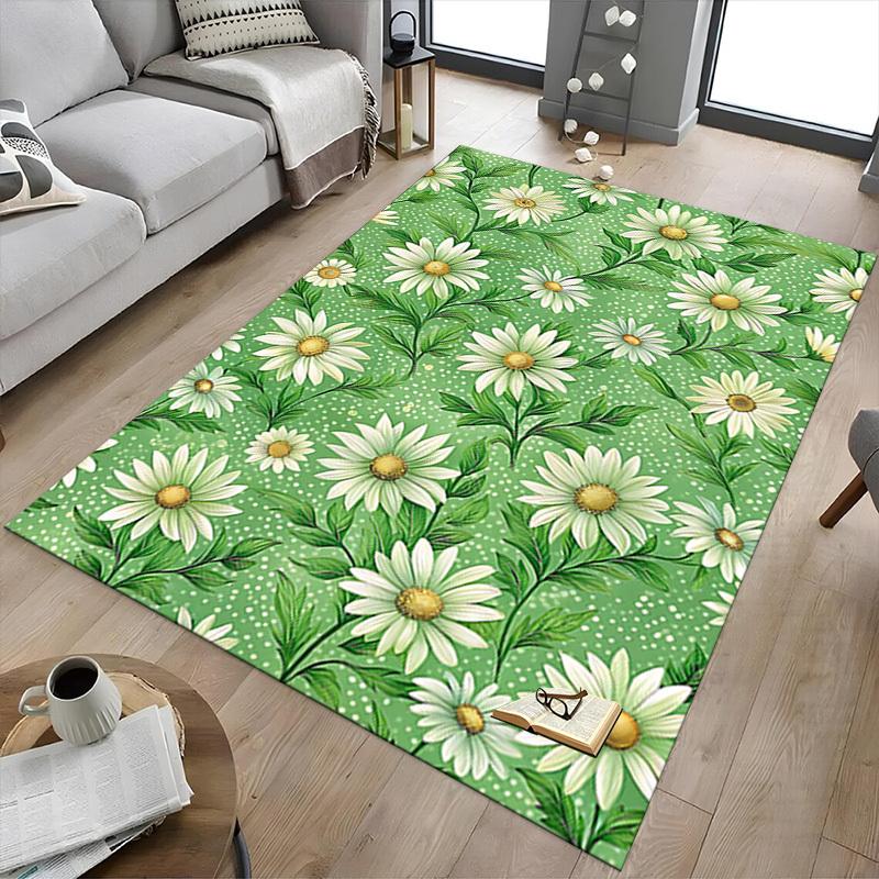 1PC Daisy Pattern Non-Slip Floor Carpet Compatible for Office&Living Room&Dining Room - Flat-Weave Machine- Soft & Pattern-E246