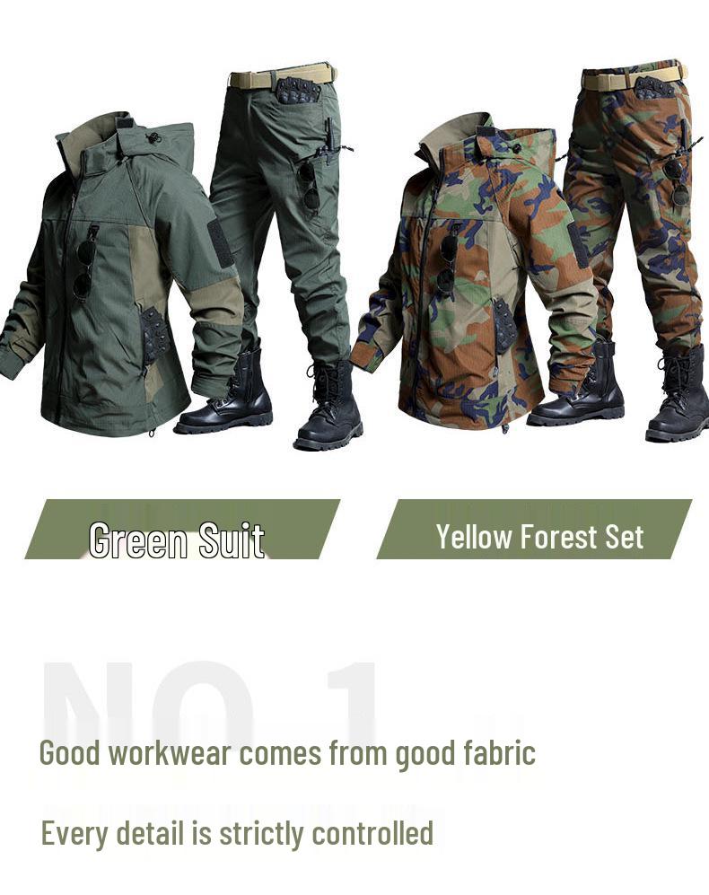 Unisex Wear-Resistant Camouflage Suit: Spring/Autumn Workwear Jacket, Plus Size, Lined for Labor Protection and Mountaineering