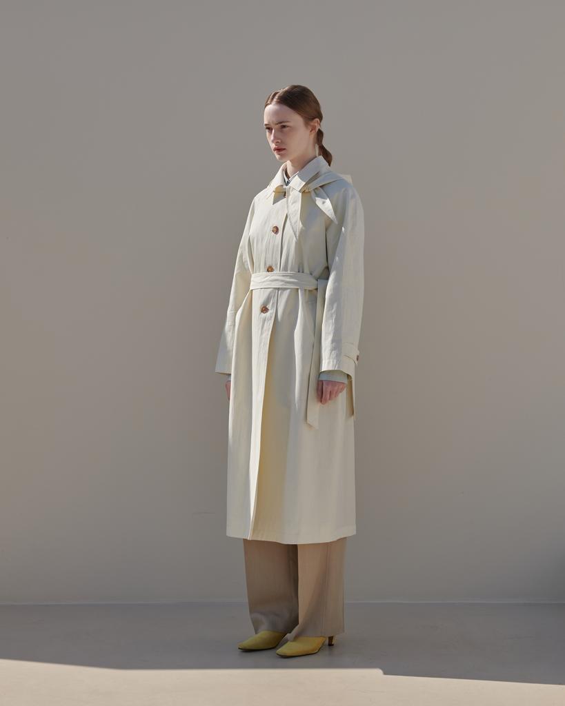 Metsmoi Abel Hooded Trench Coat_Ivory