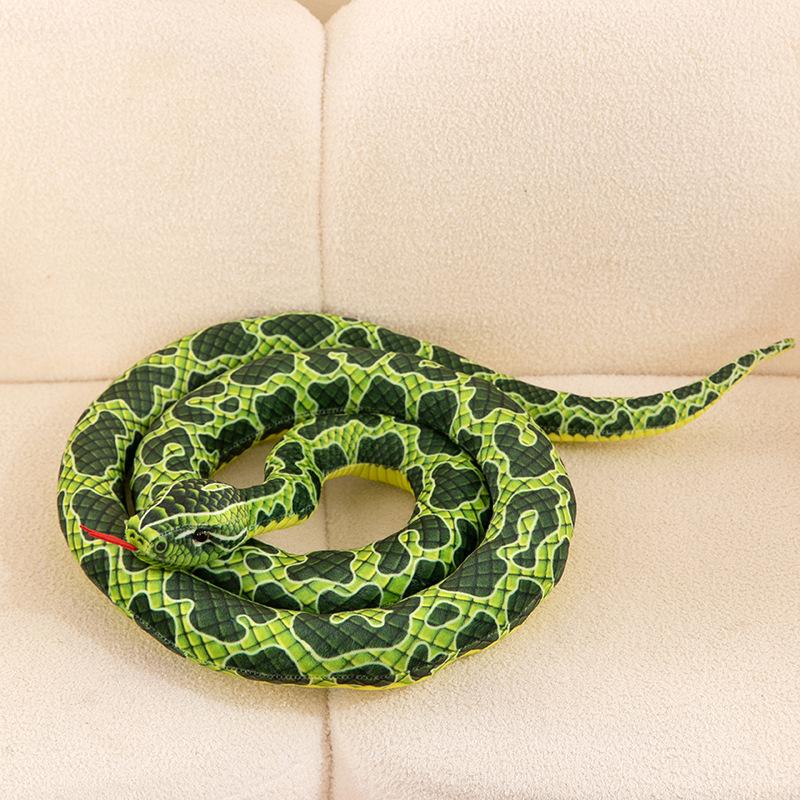 Simulation Snake Spotted Big Python Plush Toy Fake Snake Doll Prank Funny Doll Green Snake