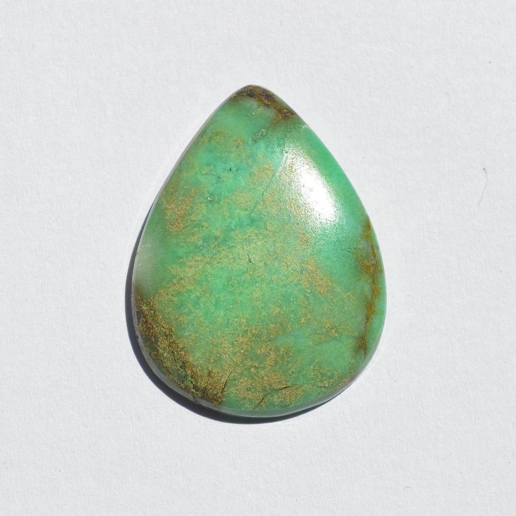 Natural Chrysoprase Gemstone Cabochon - Loose Semi Precious Stone 27 Carats Pear Shape 31x24 Mm, Jewelry Craft Supply