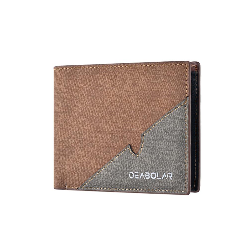 New PU Leather Men's Wallet Multi-slot Black Coffee Short Coin Purse Large Capacity Money Bag Men Male