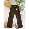 Fleece coffee wide-leg jeans women's winter, new high-waisted and thin pear-shaped narrow version straight pants