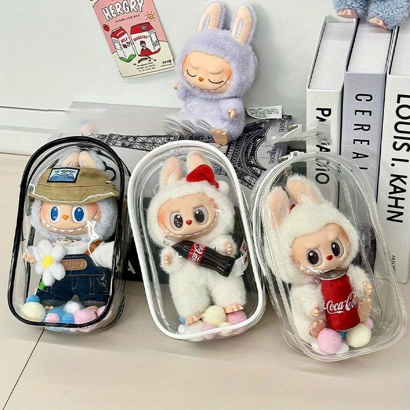 1 Labubu Dust Cover, PVC Transparent Portable Storage Bag for Outdoor Use, Labubu Doll Walking Bag