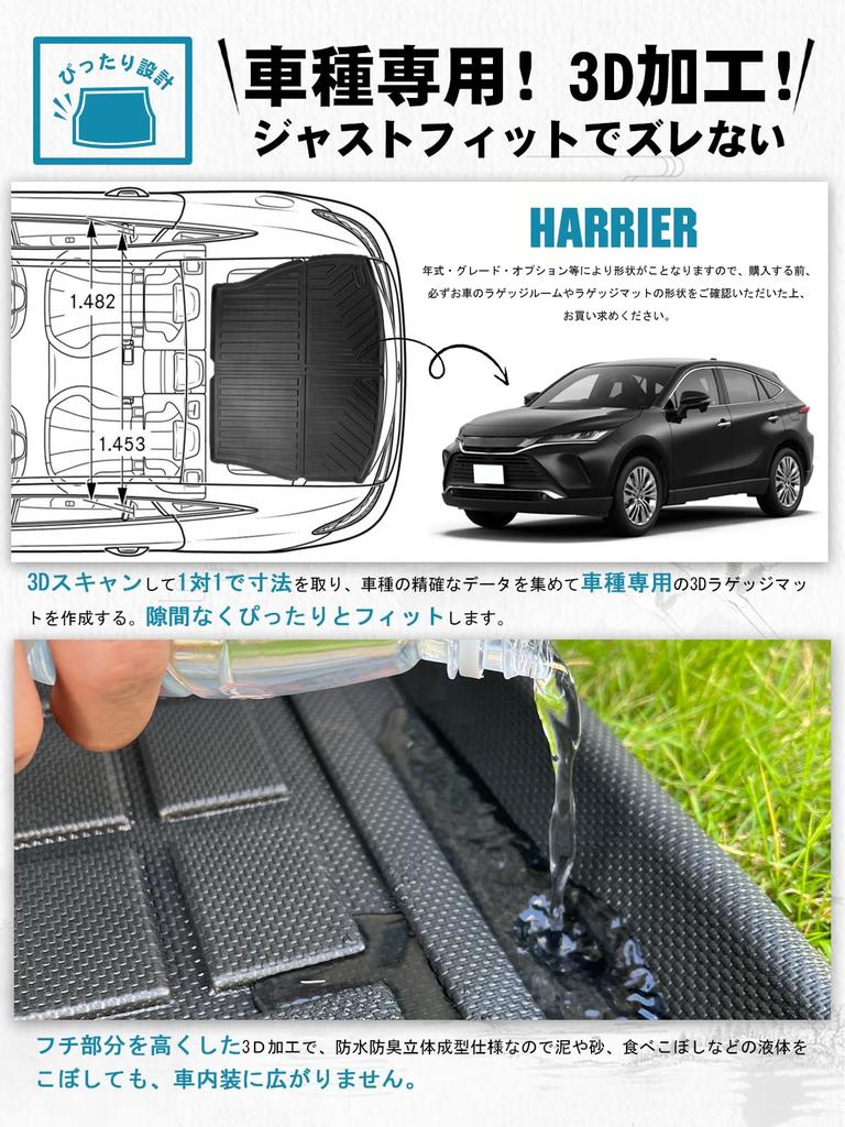 ruiya Foldable New Toyota Harrier 80 Series 80 Series Harrier Luggage Mat Dedicated Luggage Tray 3D Luggage Mat Waterproof TPE Material Stain