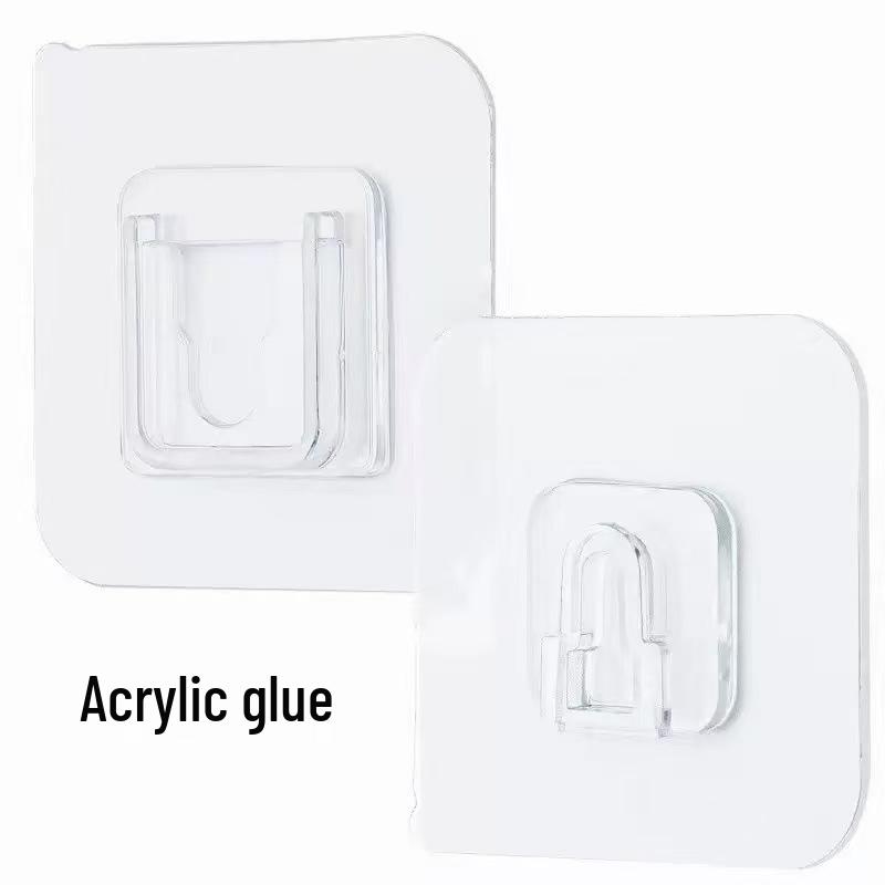 Clear No-Drill Adhesive Hooks: Strong, Traceless, Creative Wall Hooks for Kitchen & Bathroom
