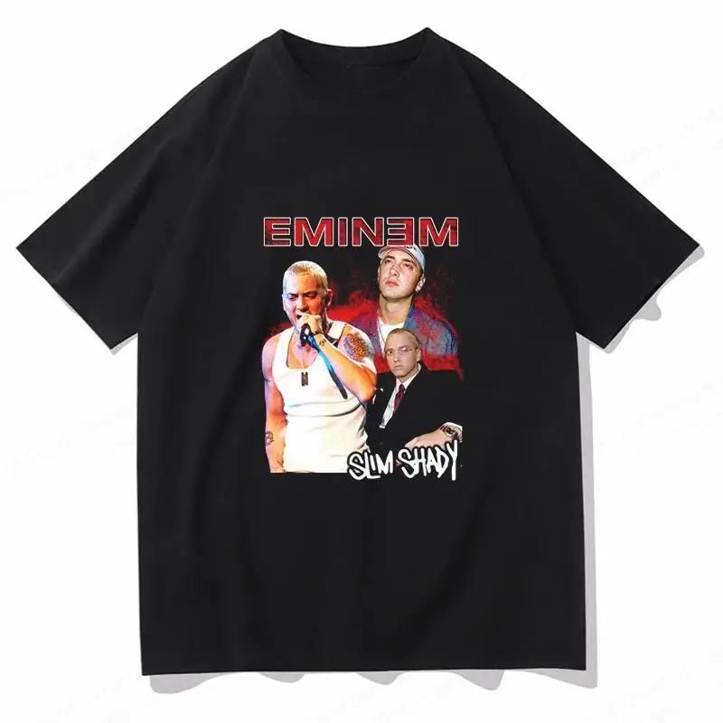 2025 Sommer Rapper Eminem Grafikbedrucktes T-Shirt Herren Retro Reine Baumwolle HipHop Mode Lässig Locker geschnittenes T-Shirt Damen