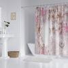 1PC Pink Lace Flowers Printed Shower Curtain, Waterproof, Washable, with 12 Hooks, Bathroom Shower, Home Use