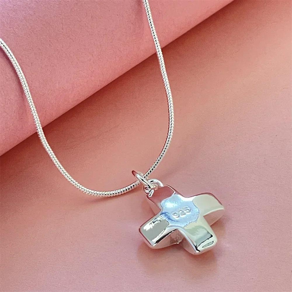 925 Sterling Silver Snake Chain Cross Pendant for Women Wedding Party Fashion Charm Jewelry