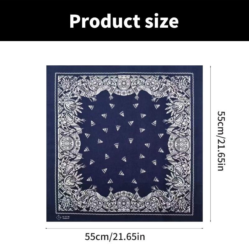 Hiphop Paisleys Bandanas Handkerchief Colourful Men Women Print Handkerchief for Head and Neck Wear