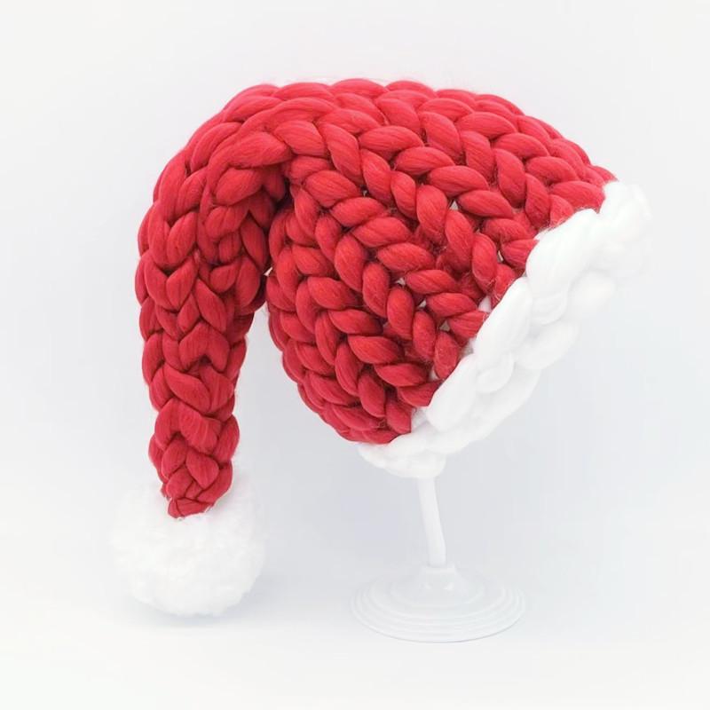 

Объемная пряжа, вязаная вручную рождественская шапка для детей Newborn S