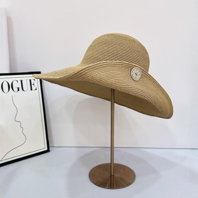 Hat Women's Spring and Summer New Black Straw Hat Front Long Back Short Face Small Sunscreen Sun Hat Sun Hat