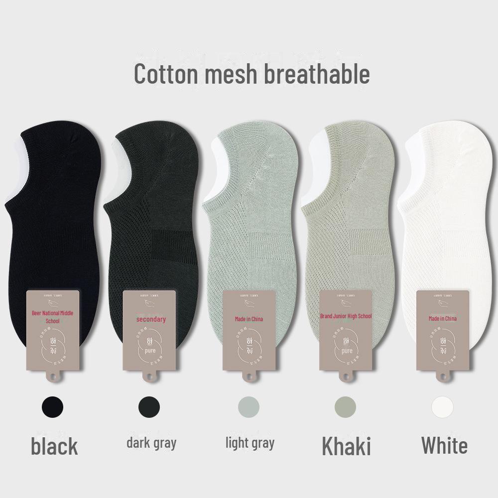 Men’s Invisible Cotton No-Drop Heel Socks: Non-Slip, Antibacterial, Breathable, Sweat-Absorbent, Ultra-Thin