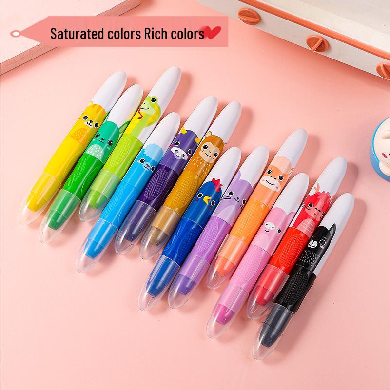 Colorful No-Mess Rotating Crayon Sticks - Water-Soluble, Large Capacity, Oil Painting for Kids