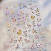 5D Pink Blue Bear Dessert Cake Pudding Candy Cane English Slogan Nail Art Stickers Cute Baby Bear Party Embossed Decals