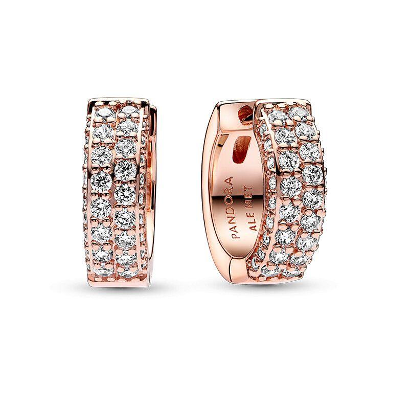 

PANDORA Пандора Двухрядное Паве Паве Ожерелье Ожерелье Ожерелье Серьги Костюм Сияющий Double row pavé pavé earrings