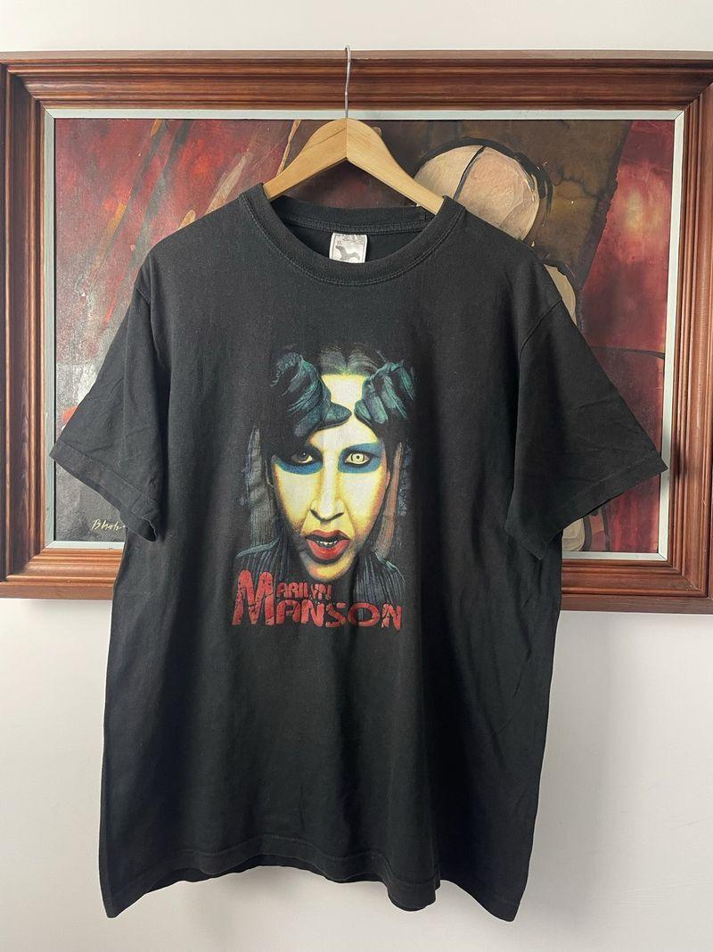 Marilyn Manson Vintage 90 Washed Black Band Rock Unisex Tshirt S5XL KH5921 S