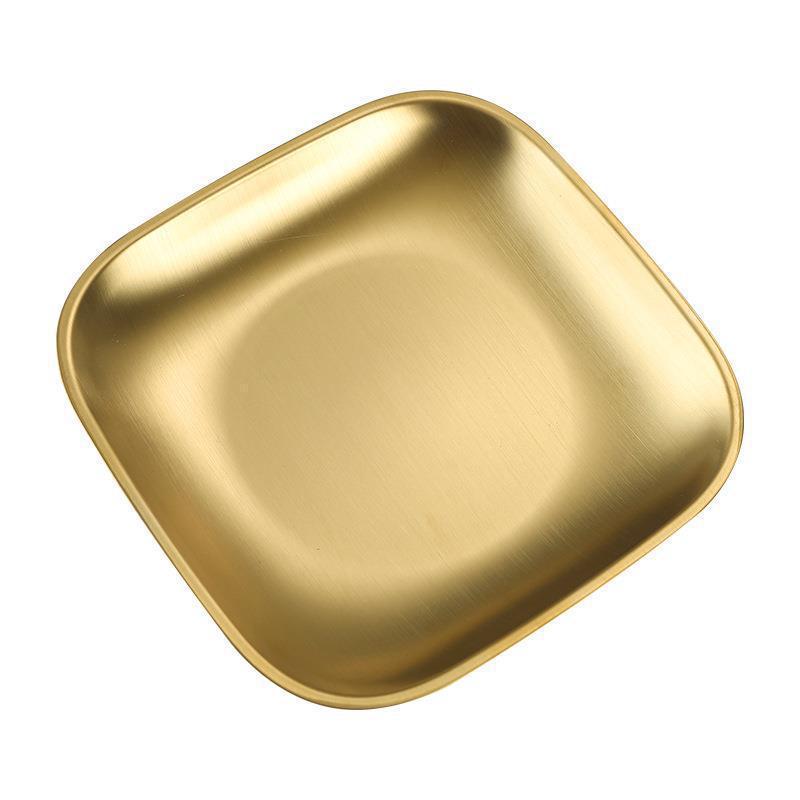 Korean Stainless Steel BBQ Gold Cutlery Round Plate