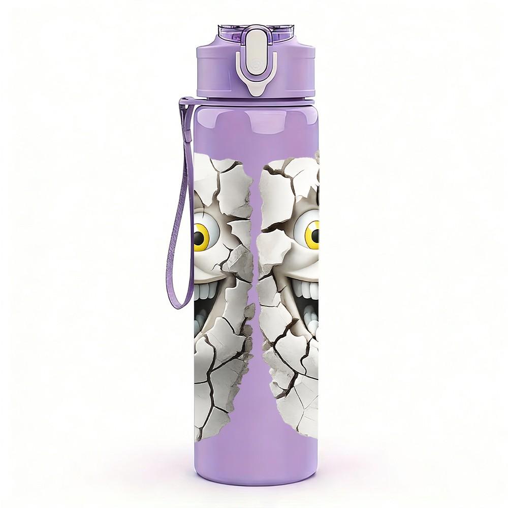 1PC Twin Ghost Funny Halloween Cartoon 750ml Color Plastic Sports Water Bottle Leakproof Flip Straw Lid Suitable for Sports Office Home Use
