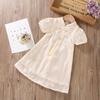 Girls Summer Thin Modified Cheongsam Dress Chinese Hanfu Mesh Princess Skirt Kids Elegant Traditional Party Gown