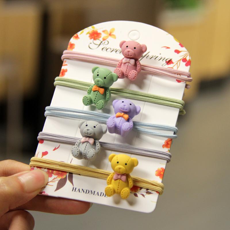 5 Pcs/set Cartoon Animals Flower Children Elastic Hair Rubber Bands Accessories For Girls Kids Scrunchies Tie Hair Rope Holder