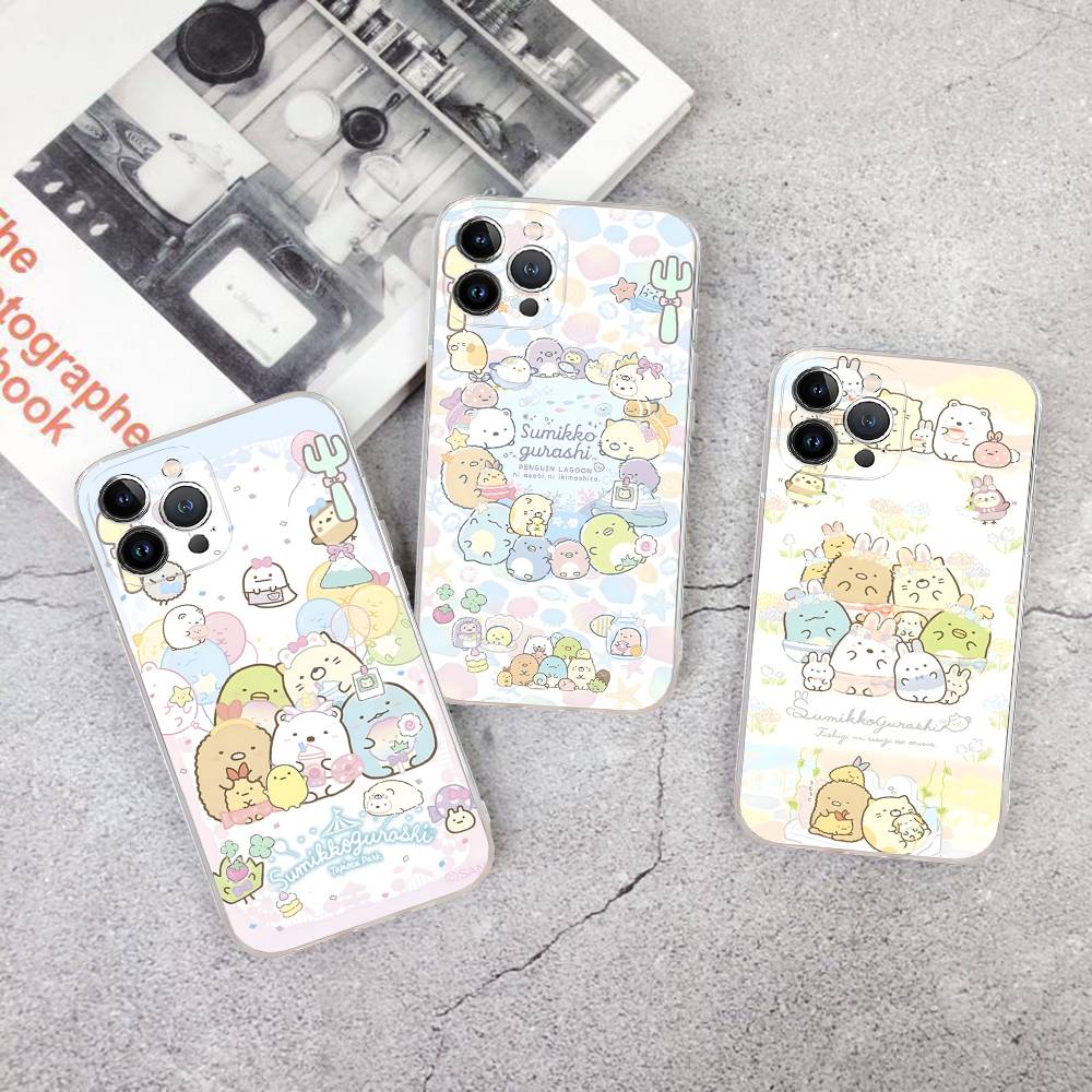 Anime S-Sumikko G-Gurashi  Transparent TPU Phone Case for iPhone 17 11 12 13 14 15 16 Pro Max 16 Plus Cover