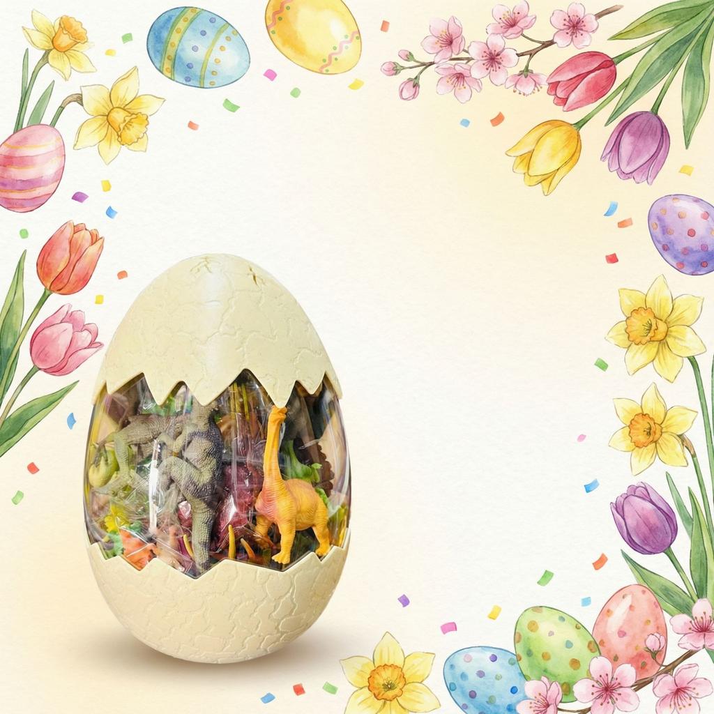 Easter Dino Egg Toy - Hatchable Dinosaur Animal Figures, Surprise Egg With Play Set For Kids & Collectors