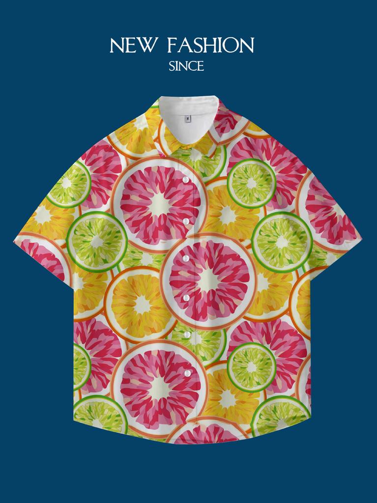 Hawaii Thailand Ins Port Style Retro Flower Shirt Thin Couple Shirt Top Loose Short Sleeve Shirt Men'S Trend