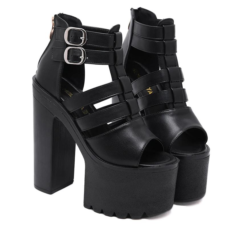 Fashion Women's Sandals 15CM High Heel Sexy Fashion Waterproof Platform Buckle Zipper Breathable Nightclub Party Casual Shoes