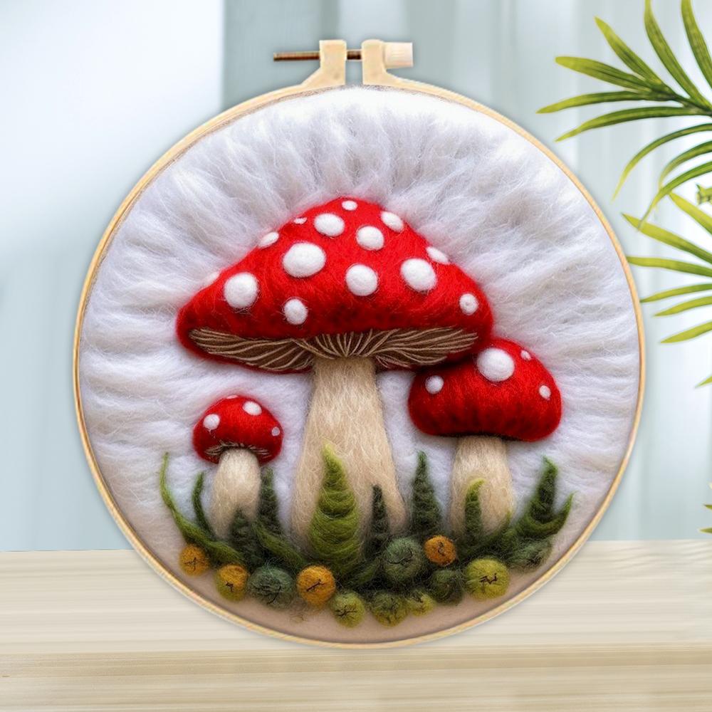 CHENISTORY Felt Painting DIY Wool Embroidery Kit Funny Floral Craft Painting DIY Wool Needle Felt Picture Kit Gift Artwork New