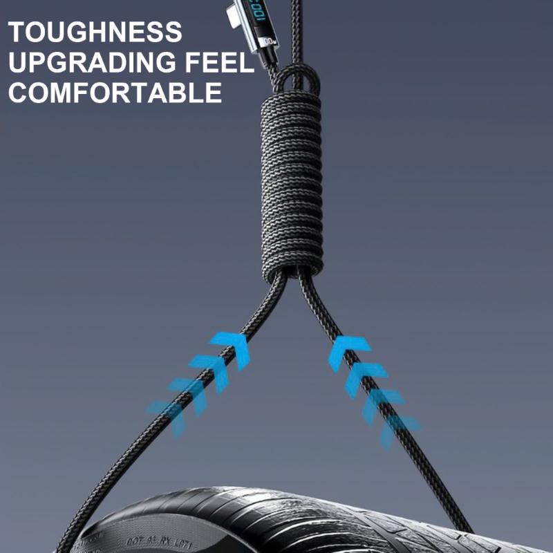 Schnelles 240W USB C Displaykabel Multifunktions-USB Typ C Schnellladekabel mit LED-Bildschirm Biegbares Ladekabel 1M/2M