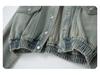 Retro Hong Kong Style Stand Collar Lapel Denim Jacket for Petite, New Early Spring Trend, Loose Fit, Distressed, and Slimming.