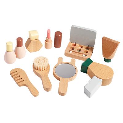 Holz Rollenspiel Mädchen Spielzeug Küche Spiel Simuliertes Make-up Spielhaus Nachmittagstee Spielset Schneiden von Lebensmitteln Lernspielzeug Geschenk