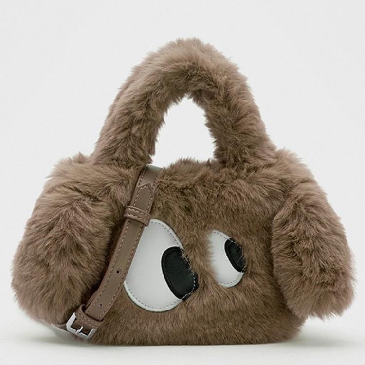 Winter Flauschige Tasche Damen Große Augen Kleine Augen Plüsch Welpe Handtasche Nische Schulter Umhängetasche Trend